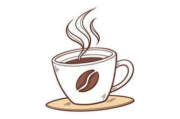 Obraz premium A steaming cup of coffee with a coffee bean illustration