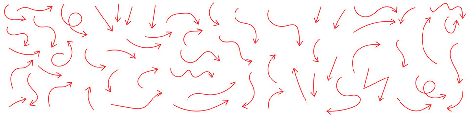 Hand drawn doodle arrows set sketch up arrow left arrow right arrow curved arrow down arrow © Daishin