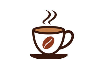 Obraz premium A stylized illustration of a hot coffee cup with steam and beans