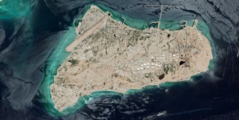 Aerial View of Kharg Island Oil Terminal, Iran © Aerial View