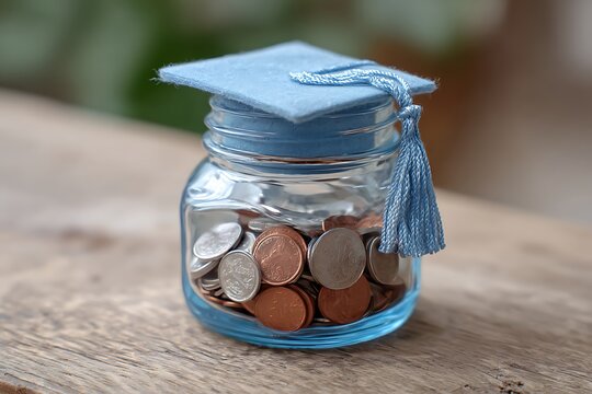 Saving money for education fund jar.