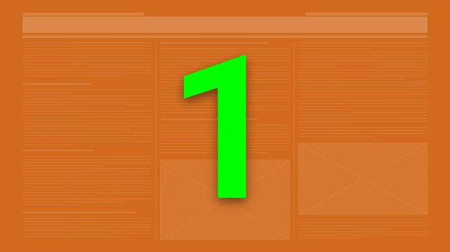 Bright green numbers change on an orange wireframe background for a colorful countdown timer