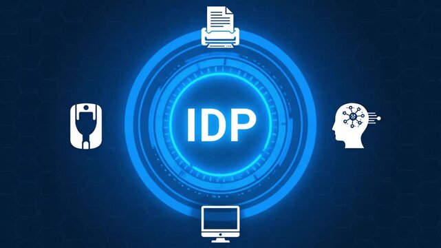 IDP acronym, intelligent document processing software, software utilizes machine learning, natural language processing, and optical character recognition to automate the extraction of data 4k video ai