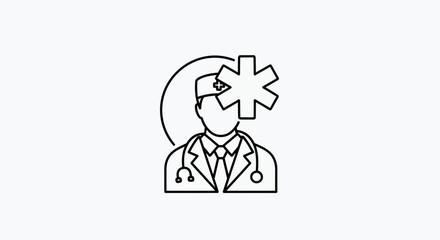 Fototapeta premium Doctor Icon with Stethoscope and Star of Life Symbol, Medical Professional Illustration