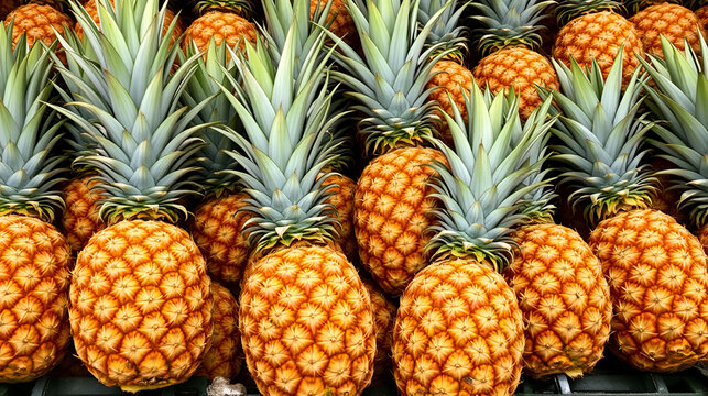 Many fresh pineapples , full frame