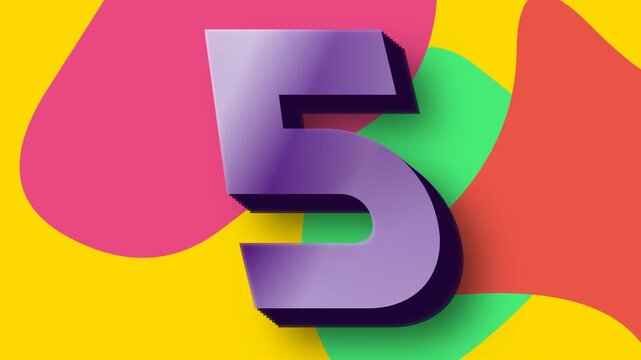 A vibrant 3D purple numeric sequence in this colorful countdown timer