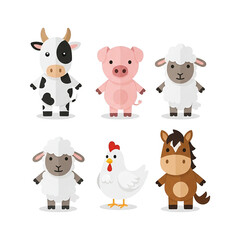 Fototapeta premium Minimal Farm Animal Characters Set