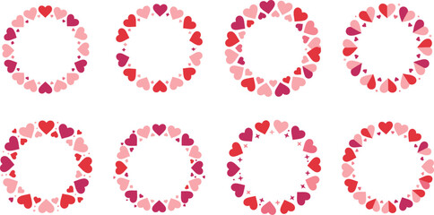 Fototapeta premium Valentine Heart Wreath Vector Collection with Romantic Love Heart Frames Wedding Decoration Illustration Set