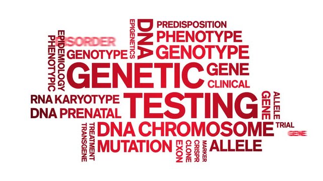 Genetic Testing animated word cloud-text design animation tag kinetic typography seamless loop.