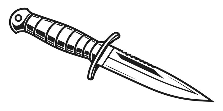 a black and white drawing of a dagger Vector
