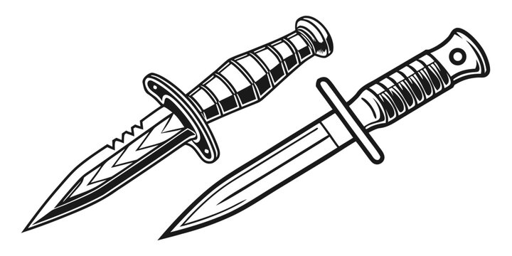 two daggers with intricate handles and blades Vector