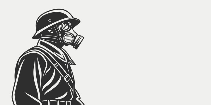 a soldier wearing a gas mask and helmet Vector