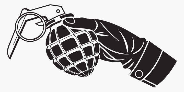 a hand holding a grenade Vector