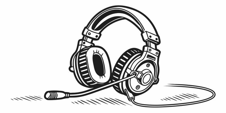 a headset with a microphone attached Vector