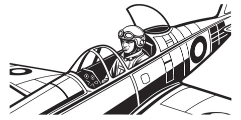 a fighter jet with a pilot flying through the air Vector © Suriya