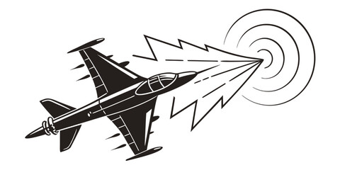 a black and white drawing of a fighter jet Vector © Suriya