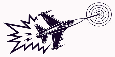 a fighter jet hitting a target with a missile Vector © Suriya