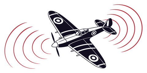 a black and white airplane with red signals Vector © Suriya