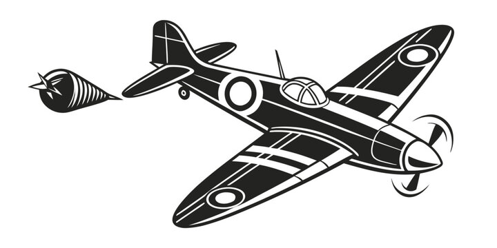 a small vintage airplane flying through the air Vector