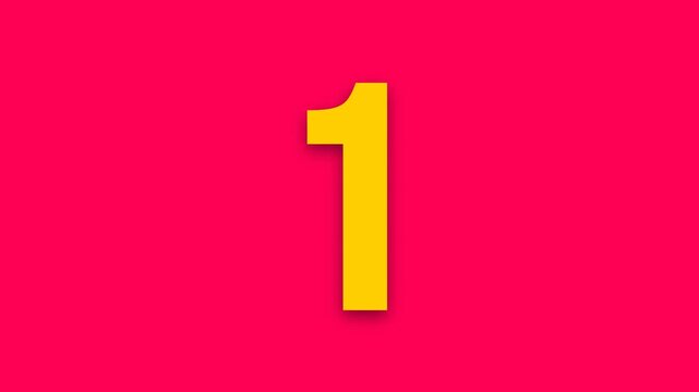 Bright yellow numbers flash in a colorful countdown timer over a vibrant pink background