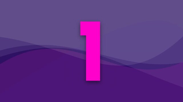 Colorful countdown timer from 5 to 1 with magenta numbers on a purple abstract background