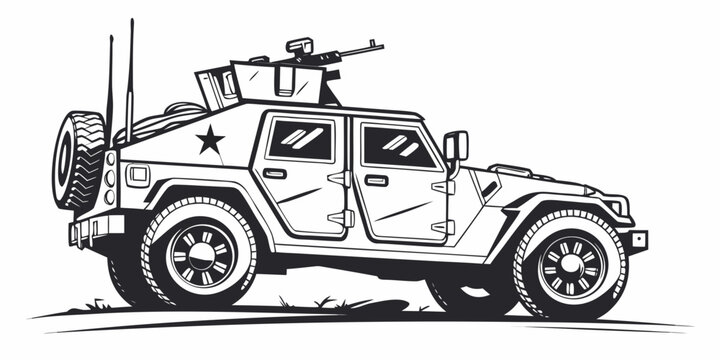 a military humvee with a mounted machine gun Vector