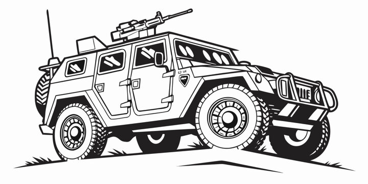 a military humvee with a mounted machine gun Vector