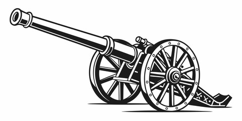 Fototapeta premium a black and white drawing of a vintage cannon Vector