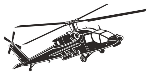 a black helicopter with rotors extended Vector © Suriya