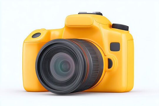 Yellow Digital Camera Front View Photography.