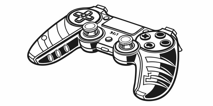 a drawing of a video game controller Vector