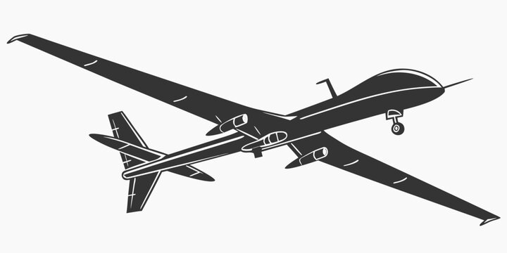 a black and white drone flying in the air Vector