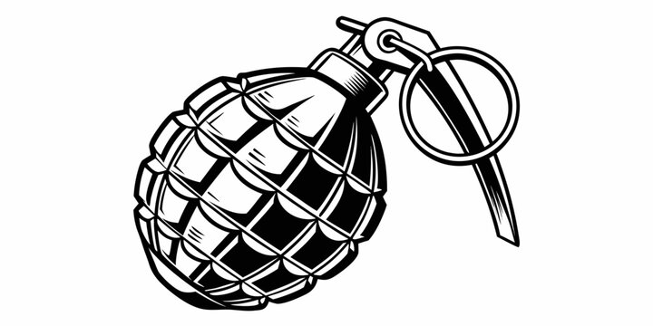 a grenade with a pin and ring attached Vector