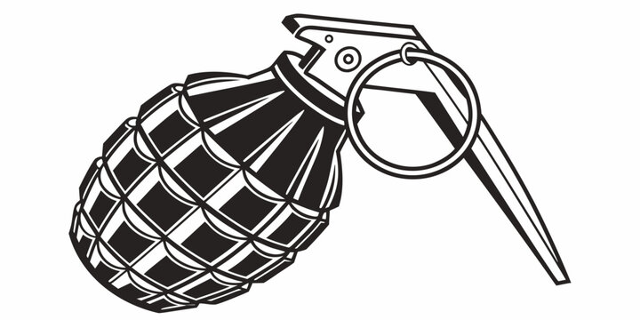 a black and white drawing of a grenade Vector