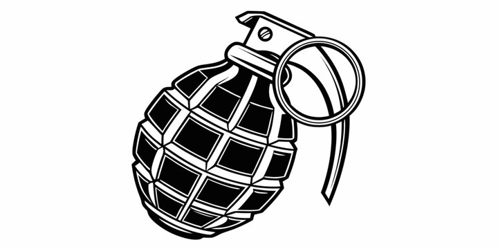 a black and white drawing of a grenade Vector