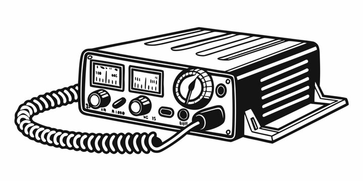 a black and white drawing of a ham radio Vector