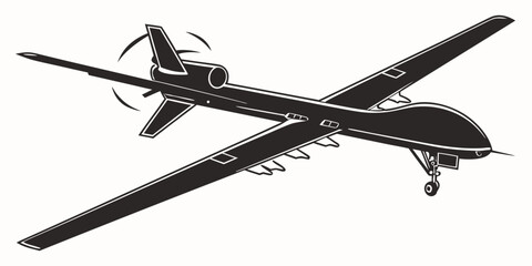a black silhouette of a small airplane in flight Vector © Maisa