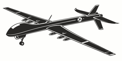 a black and white drone flying through the air Vector © Maisa