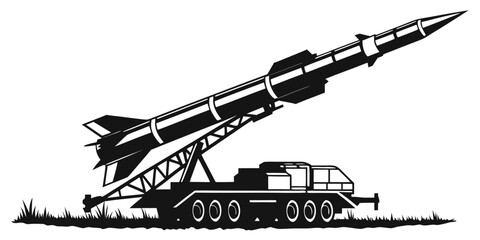 a large missile on a launch pad on a truck Vector © Maisa