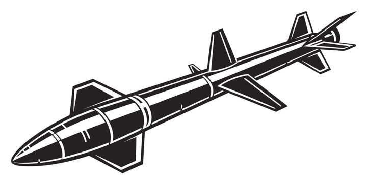 a black and white drawing of a missile Vector