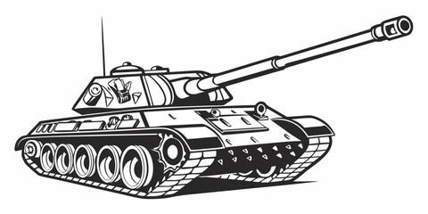 a black and white drawing of a military tank Vector © Jahid
