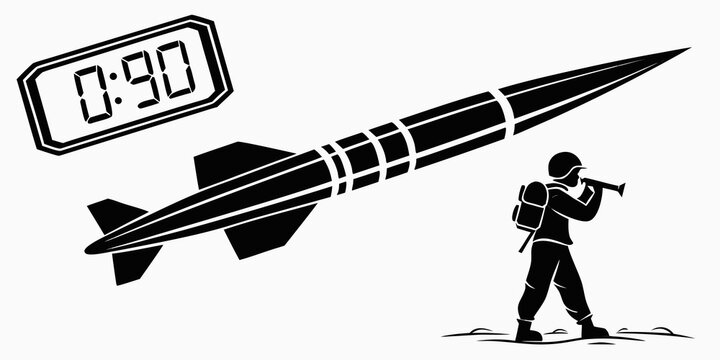 a man launching a missile with a countdown timer Vector