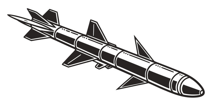 a missile with fins and a pointed tip Vector