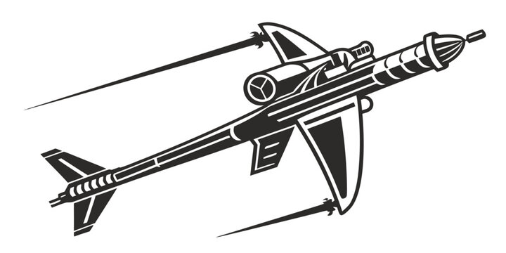 a black and white drawing of a missile Vector