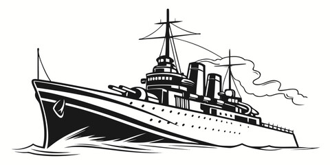 a large battleship with smoke coming out of the back Vector © Jahid