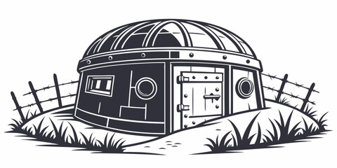 a small geodesic dome house with a fence Vector © Jahid