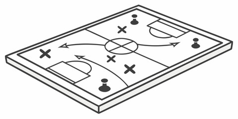 a tactical diagram of a soccer field with players and strategies Vector © Jahid