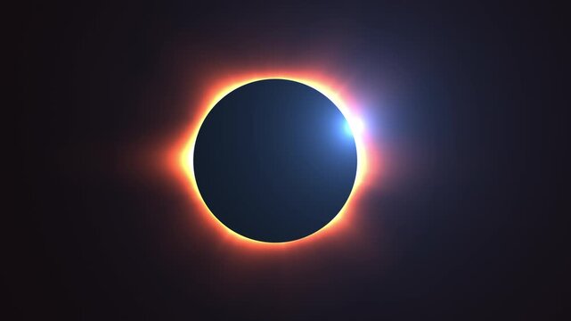 Solar Eclipse With Glowing Corona Over Darkened Sun and Moon Alignment
