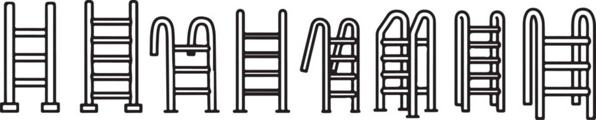 Illustration of various types of ladders and stairs Vector © Runa