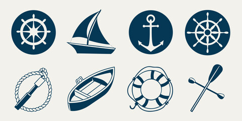 a collection of nautical icons on a white background Vector © Eva